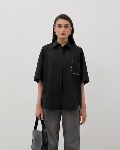 MORGAN POCKET ROUNDED HEM SHIRT